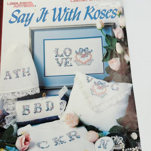 Floral Alphabet ABC Cross Stitch Pattern Books Monogram Numbers Script Roses - Picture 5 of 14